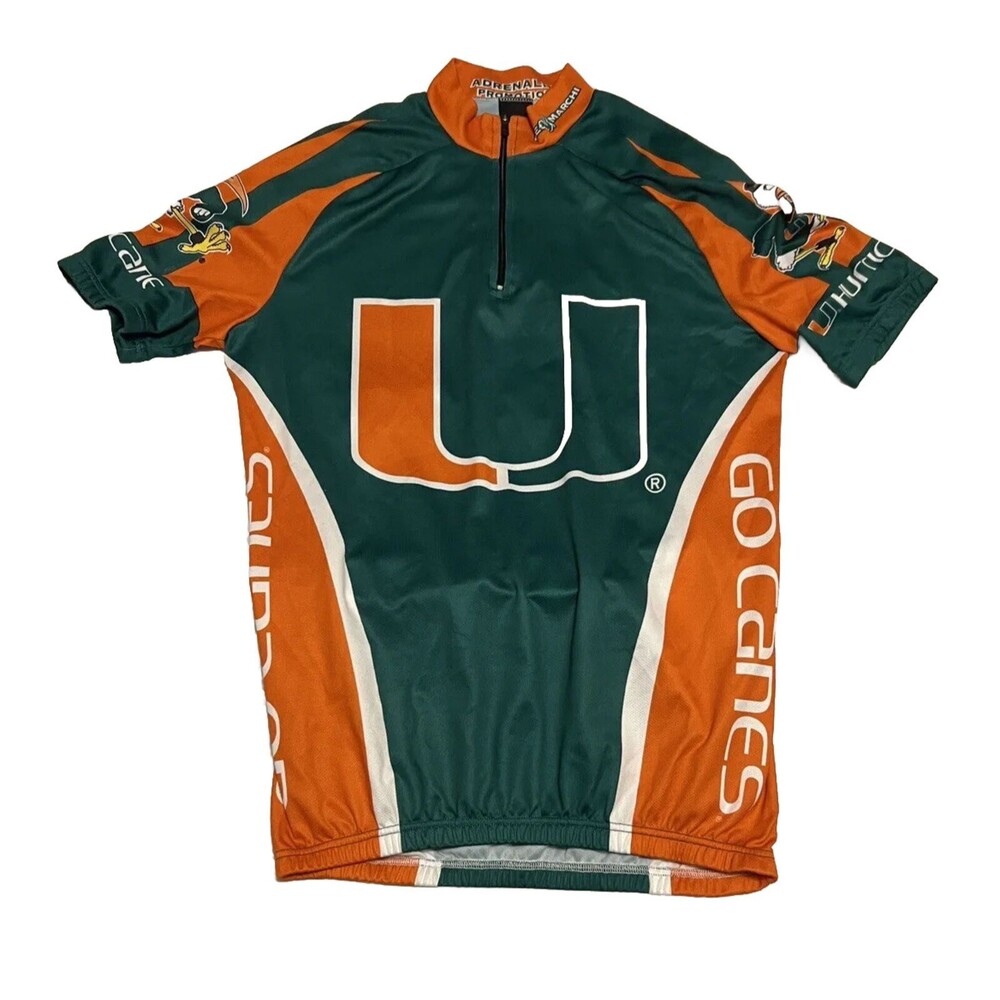 University of Miami Hurricanes Cycling Jersey Short Sleeve Shirt Size Medium
